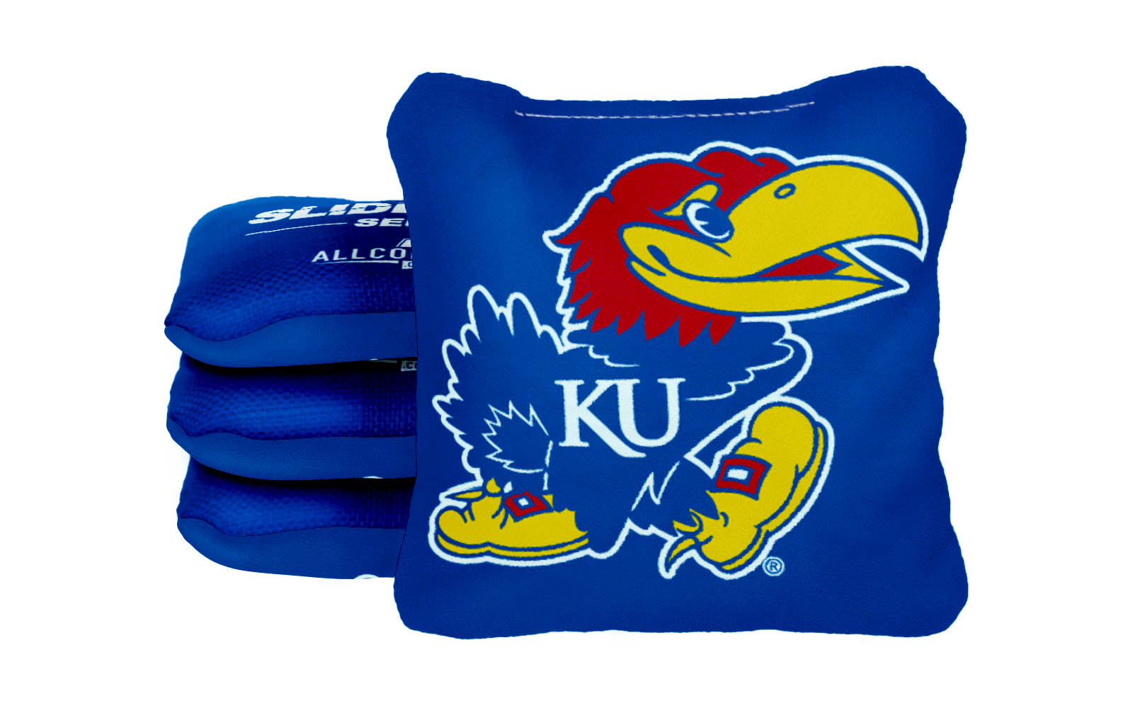 Officially Licensed Collegiate Cornhole Bags - AllCornhole Slide Rite - Set of 4 - University of Kansas