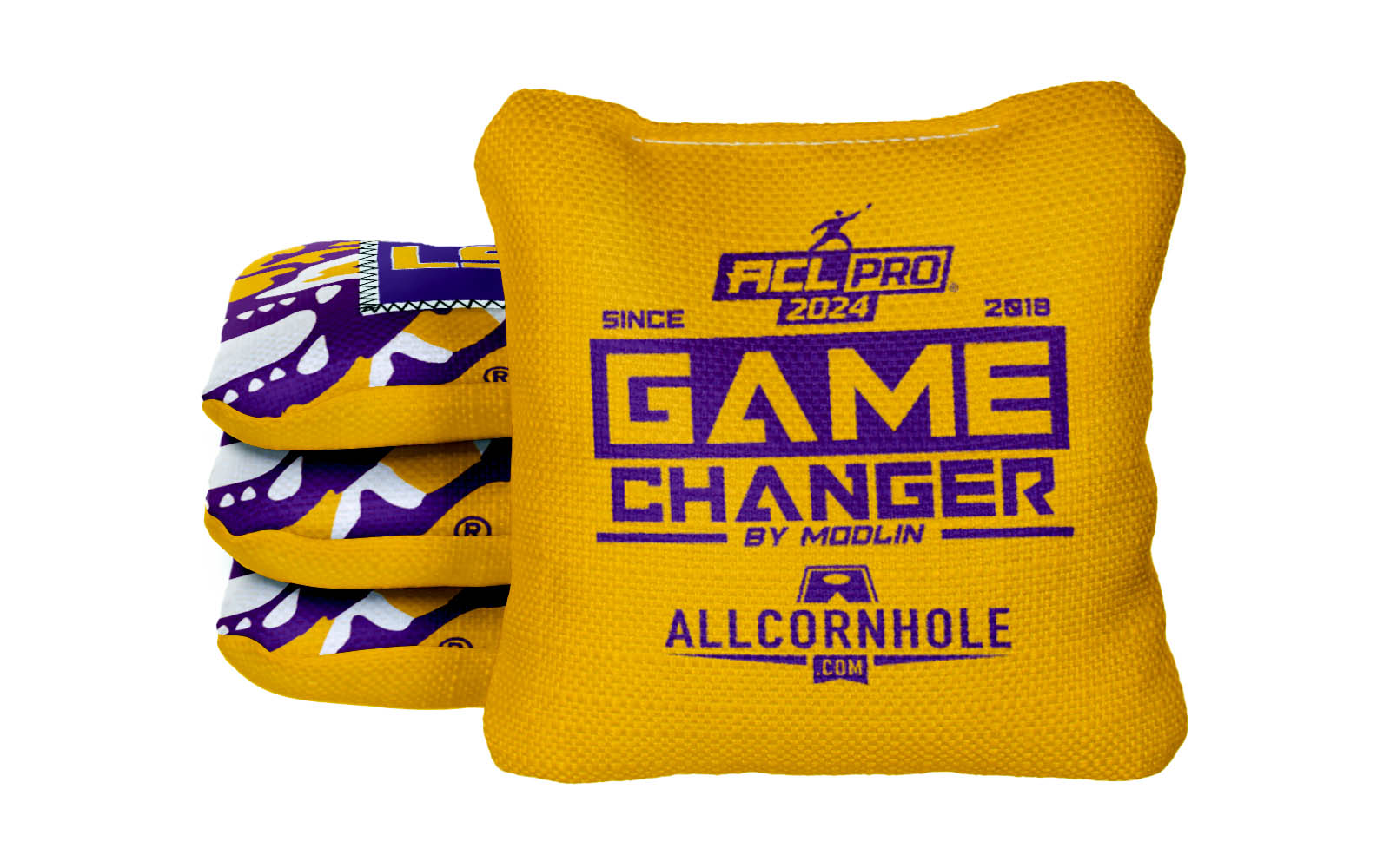 Officially Licensed Collegiate Cornhole Bags - AllCornhole Game Changers - Set of 4 - Louisiana State University