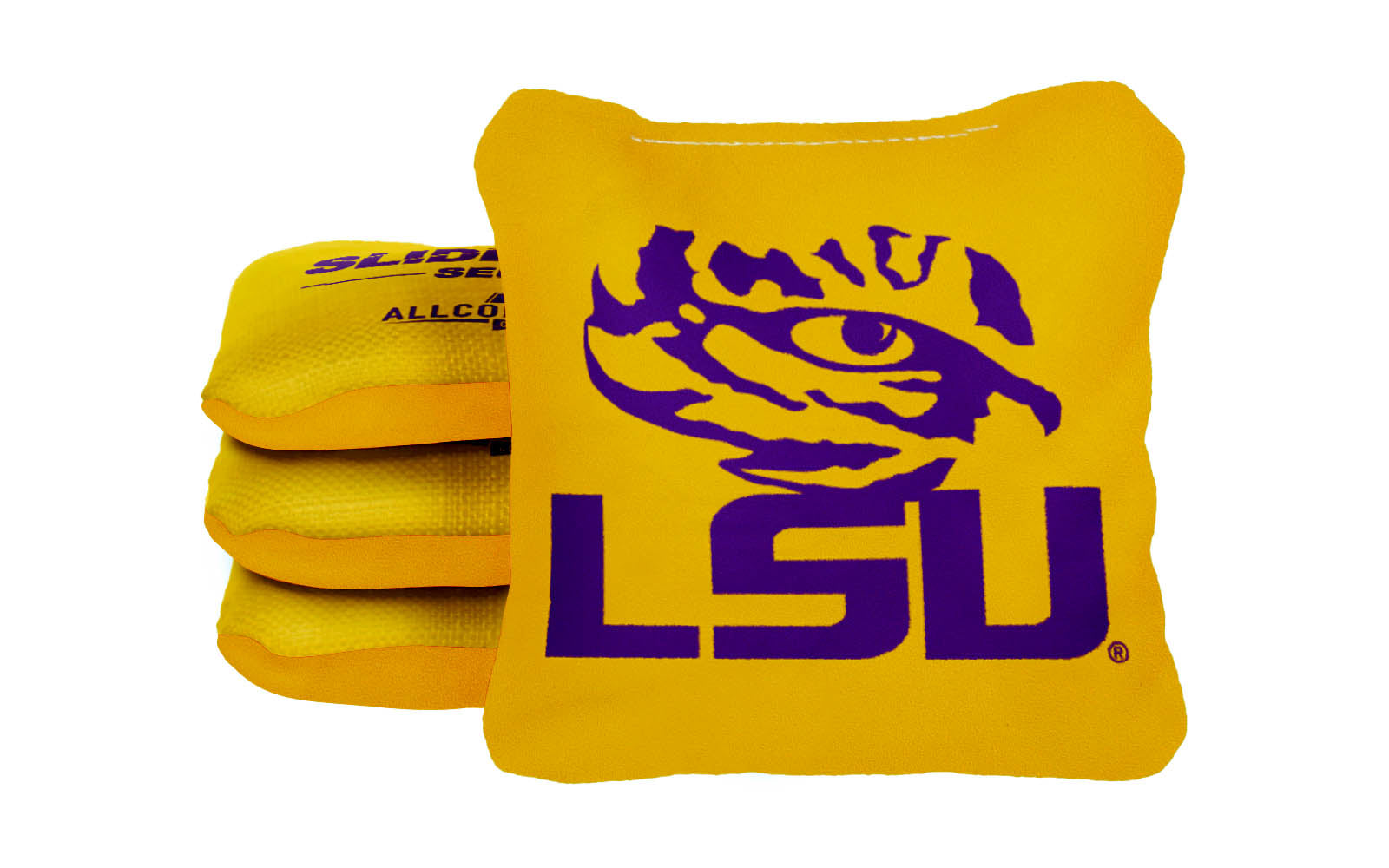 Officially Licensed Collegiate Cornhole Bags - AllCornhole Slide Rite - Set of 4 - Louisiana State University