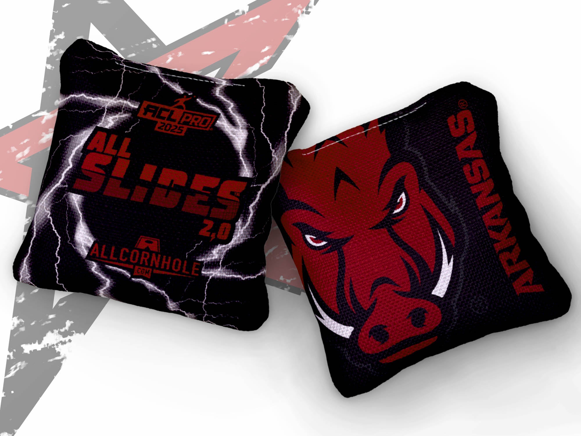 Officially Licensed Collegiate Cornhole Bags - AllCornhole All-Slide 2.0 - Set of 4 - University of Arkansas