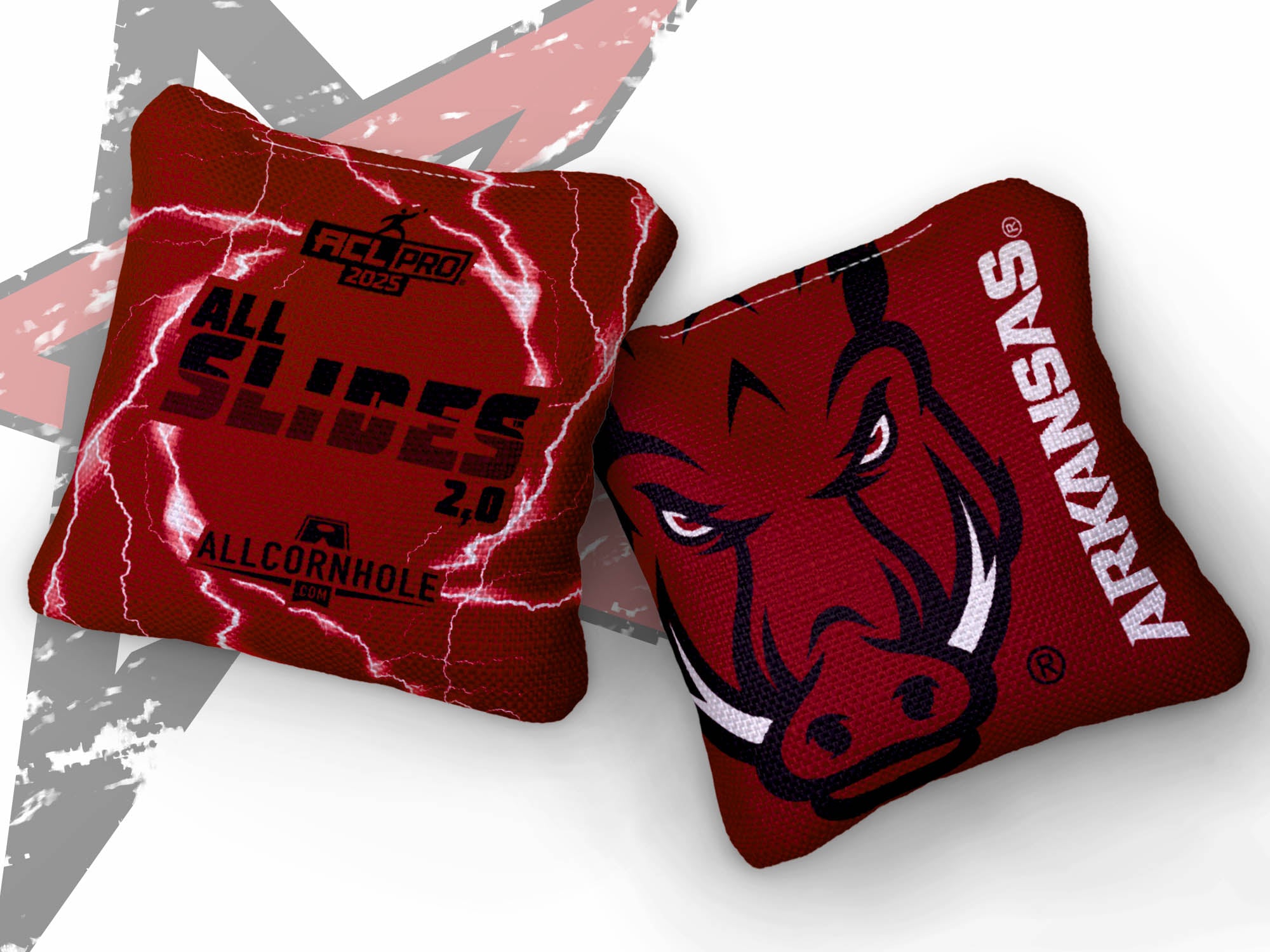 Officially Licensed Collegiate Cornhole Bags - AllCornhole All-Slide 2.0 - Set of 4 - University of Arkansas