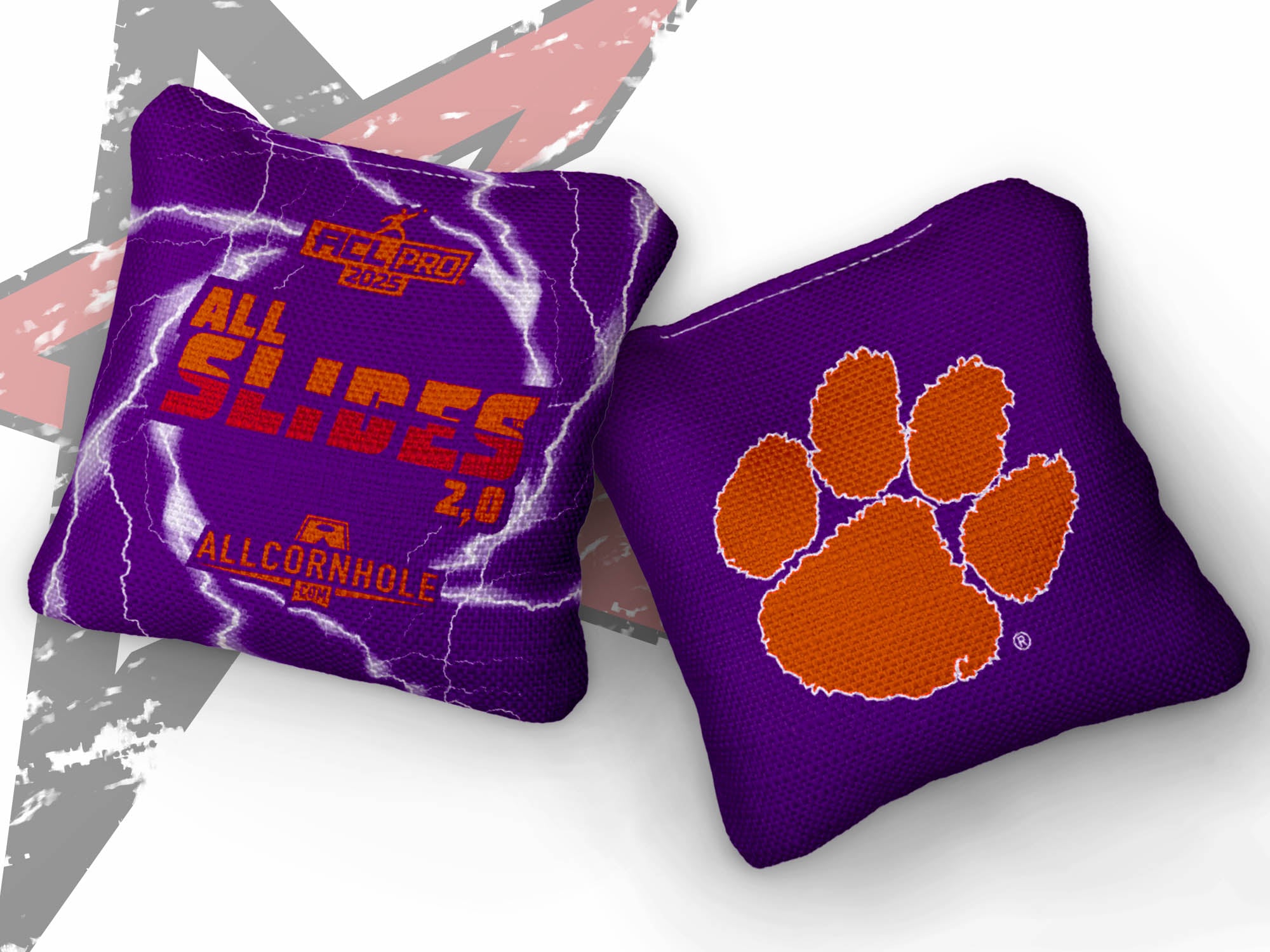 Officially Licensed Collegiate Cornhole Bags - AllCornhole All-Slide 2.0 - Set of 4 - Clemson University