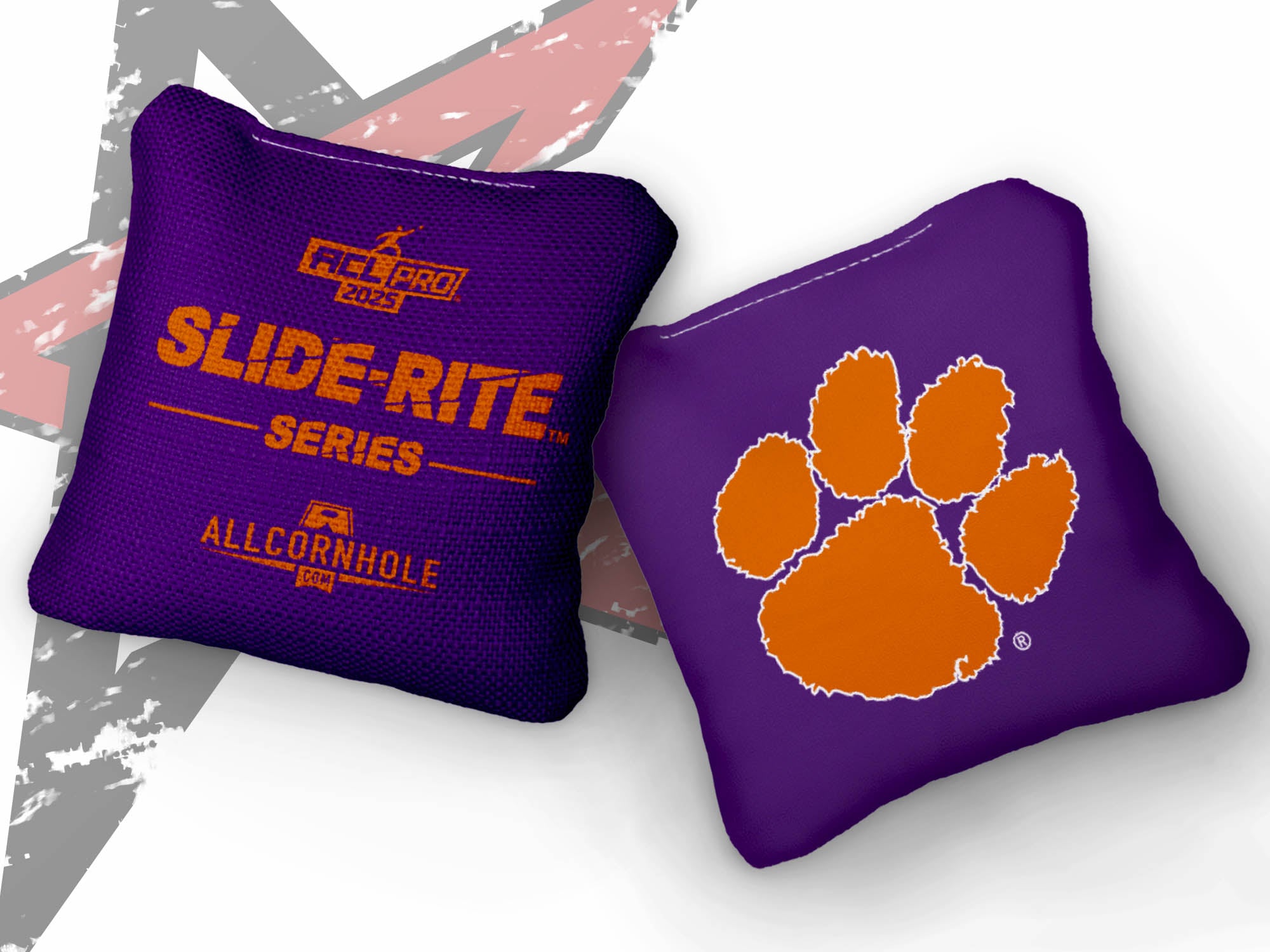 Officially Licensed Collegiate Cornhole Bags - AllCornhole Slide Rite - Set of 4 - Clemson University