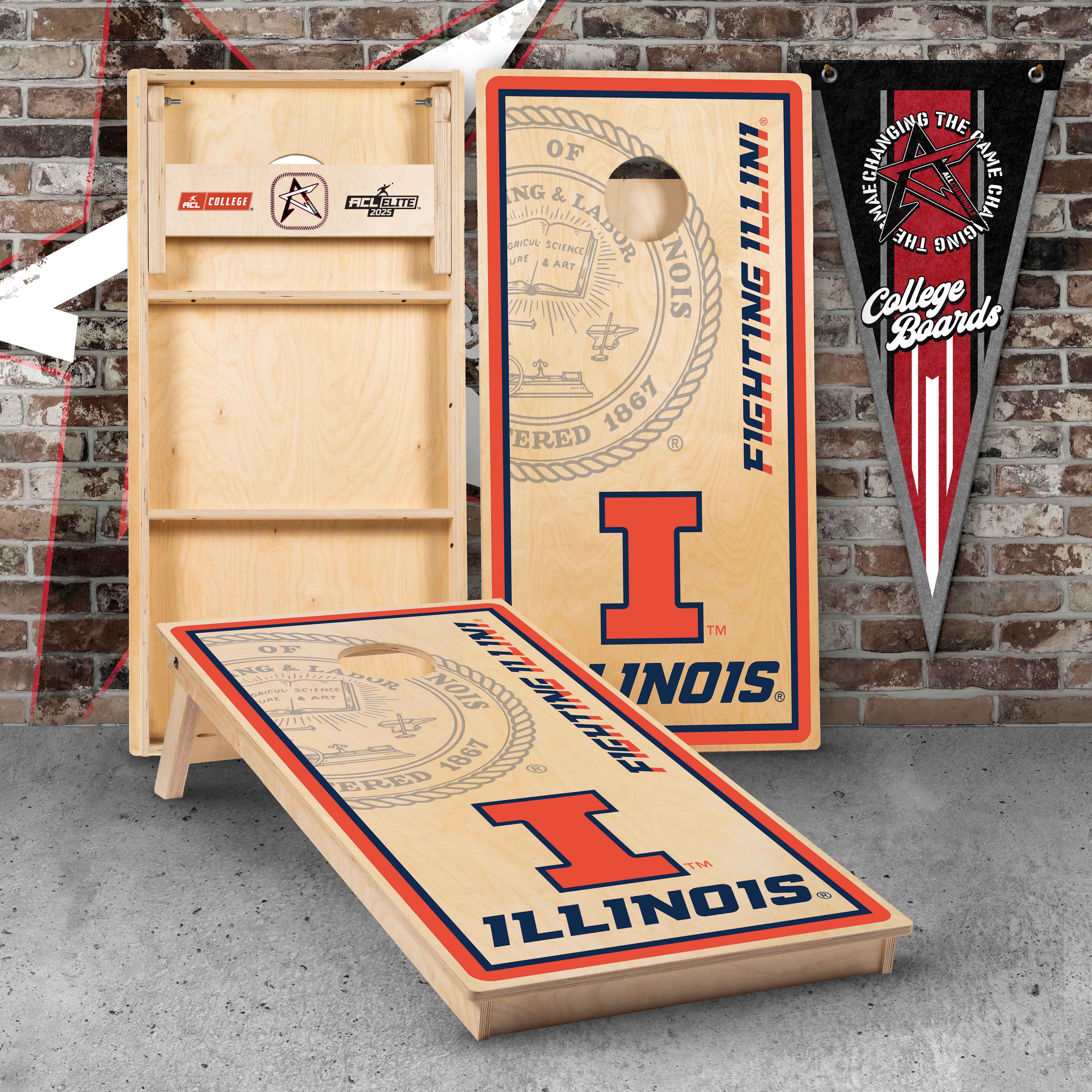 Officially Licensed Collegiate Cornhole Boards - University of Illinois