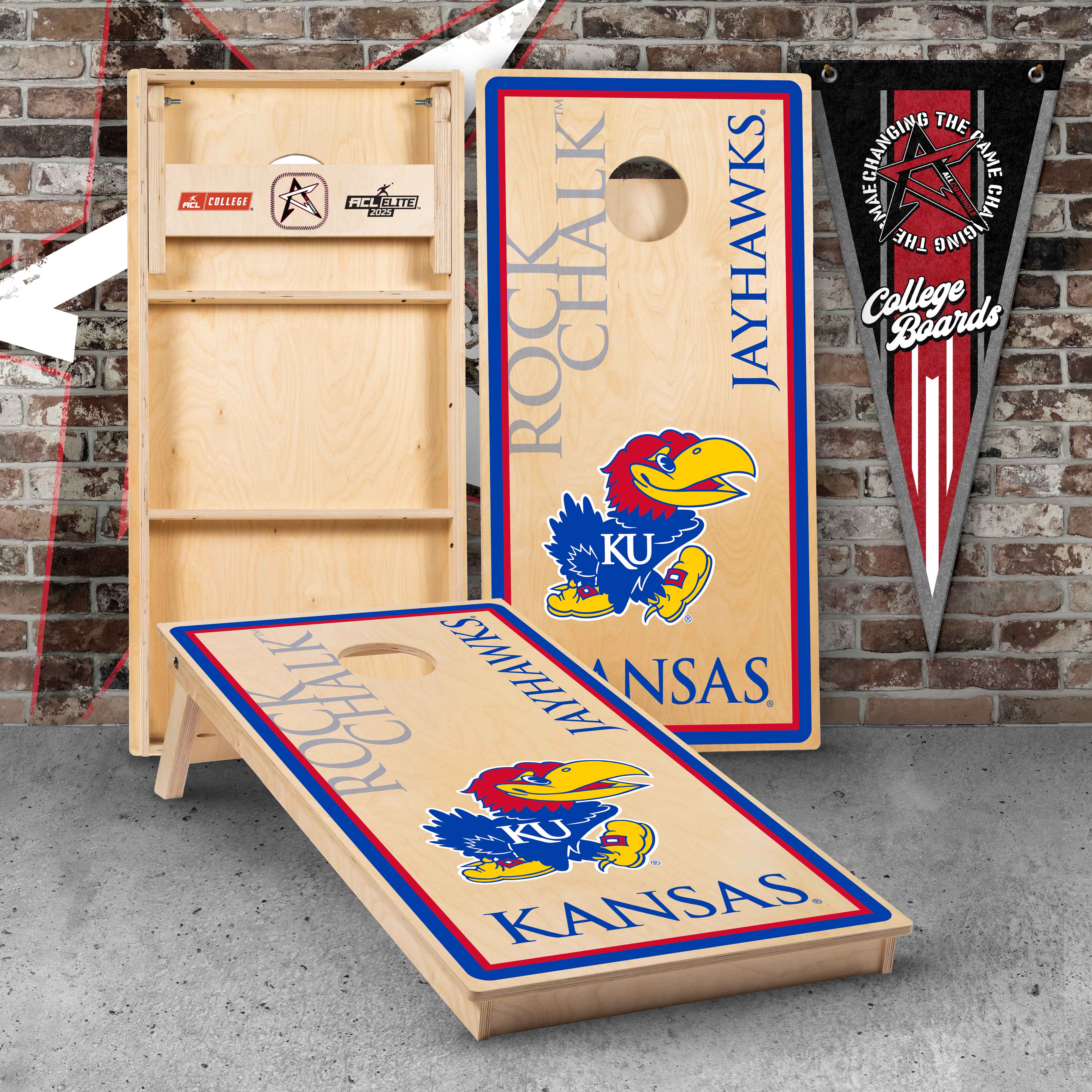 Officially Licensed Collegiate Cornhole Boards - University of Kansas