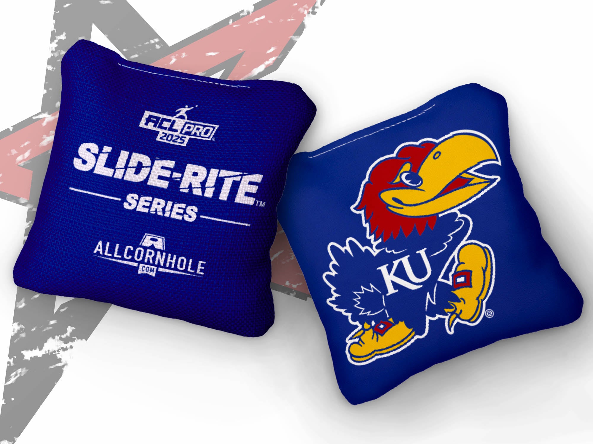 Officially Licensed Collegiate Cornhole Bags - AllCornhole Slide Rite - Set of 4 - University of Kansas