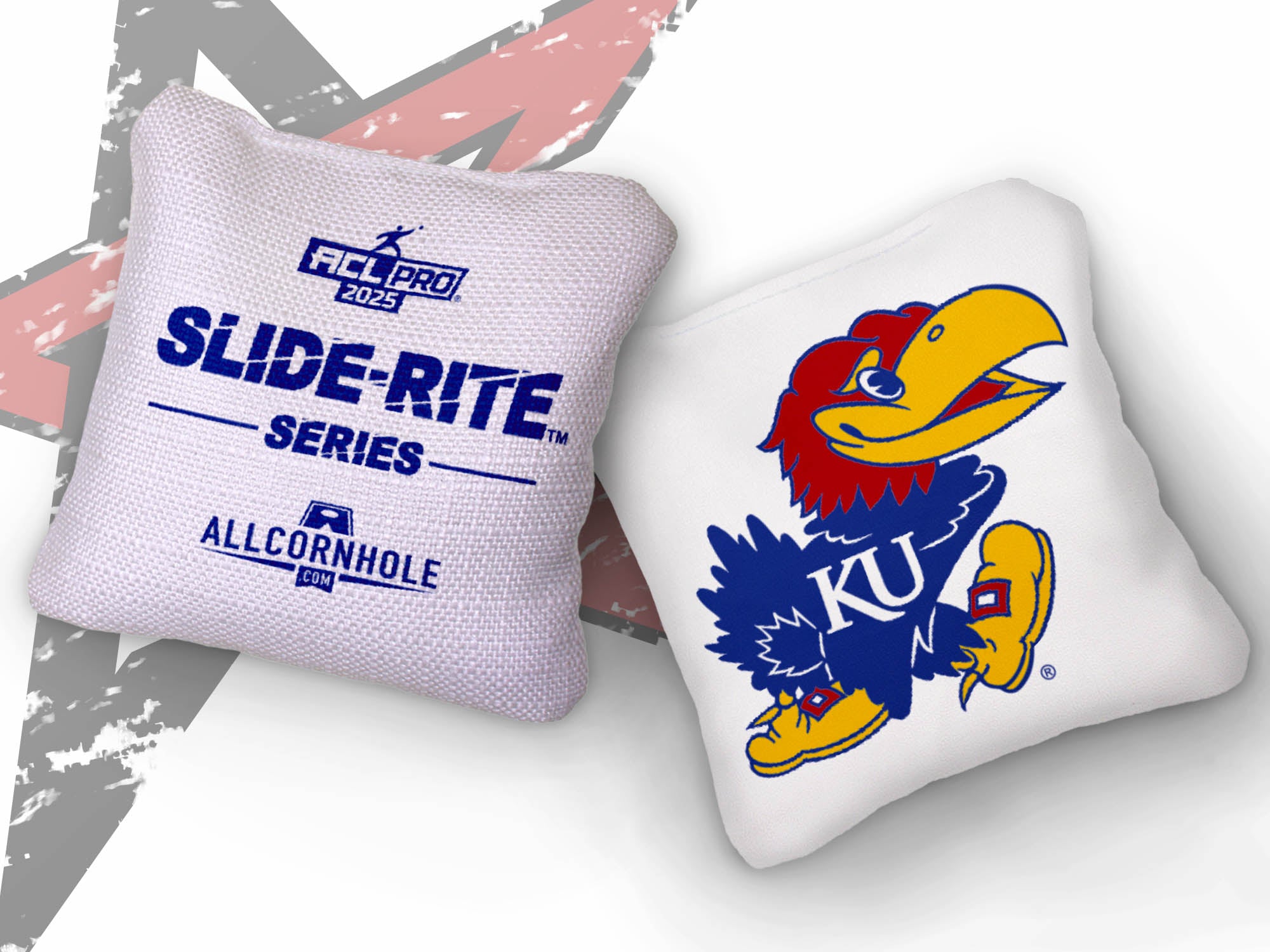 Officially Licensed Collegiate Cornhole Bags - AllCornhole Slide Rite - Set of 4 - University of Kansas