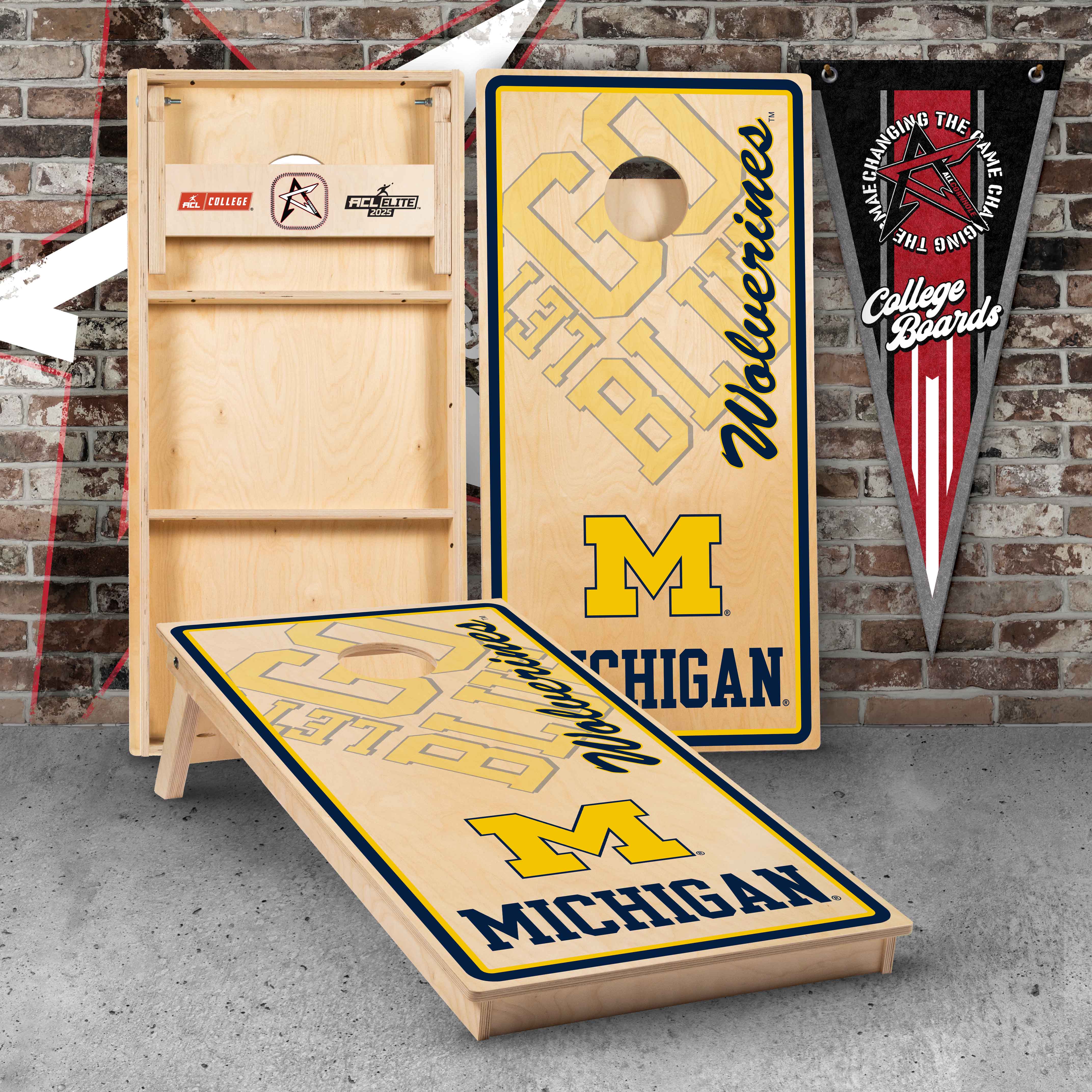 Officially Licensed Collegiate Cornhole Boards - University of Michigan