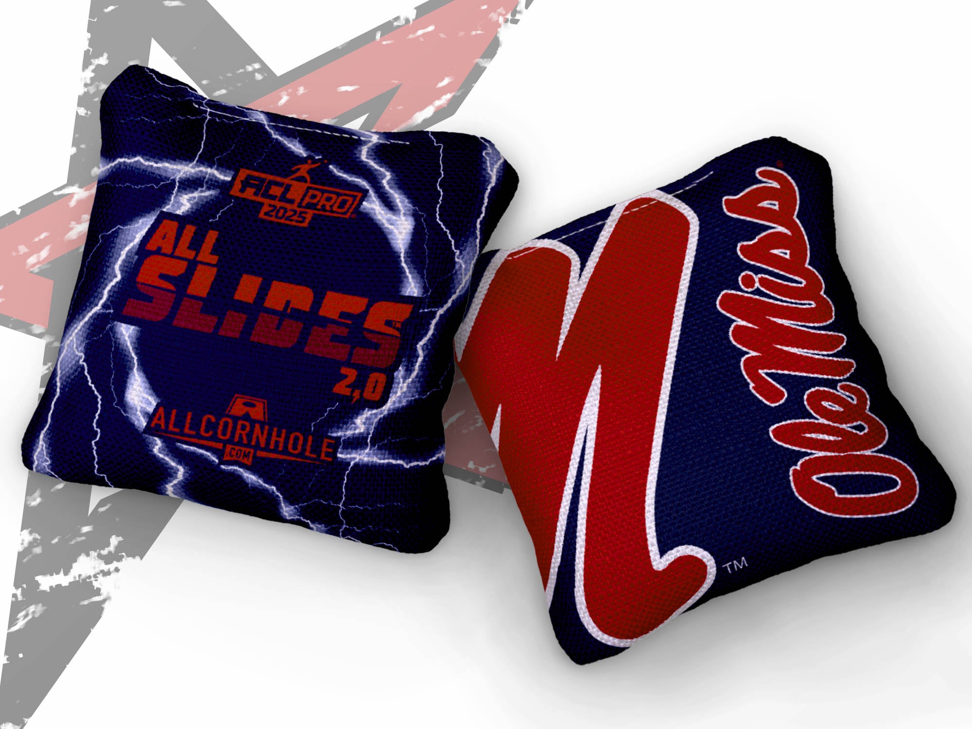 Officially Licensed Collegiate Cornhole Bags - AllCornhole All-Slide 2.0 - Set of 4 - University of Mississippi