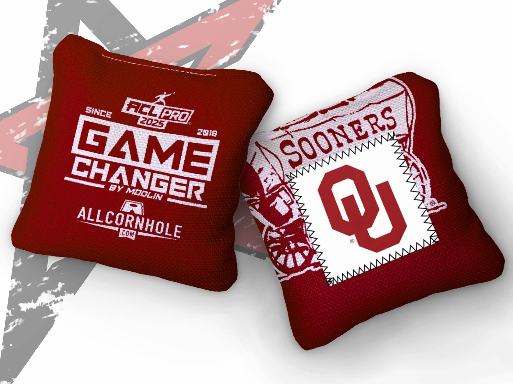 Officially Licensed Collegiate Cornhole Bags - AllCornhole Game Changers - Set of 4 - University of Oklahoma