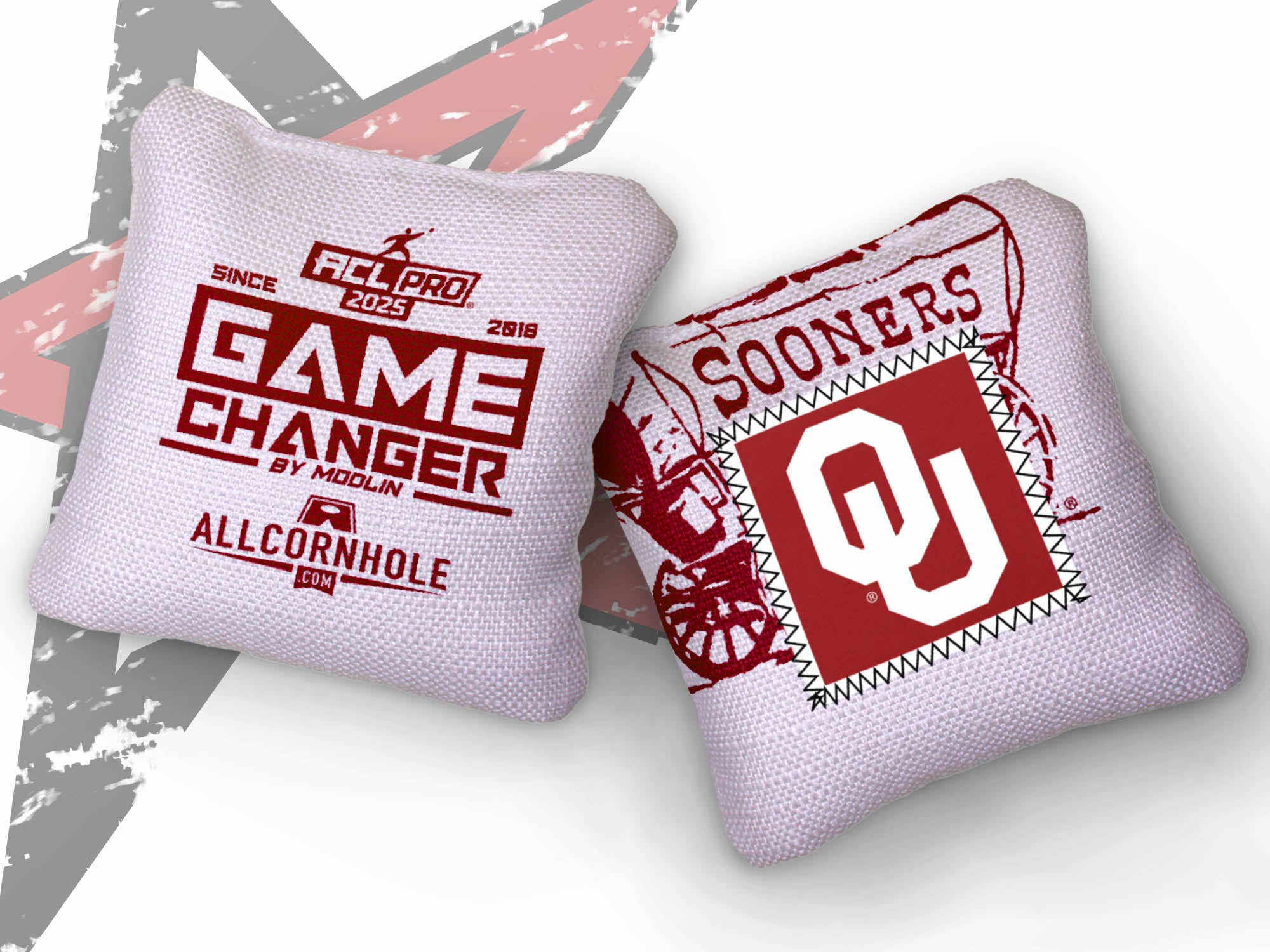 Officially Licensed Collegiate Cornhole Bags - AllCornhole Game Changers - Set of 4 - University of Oklahoma