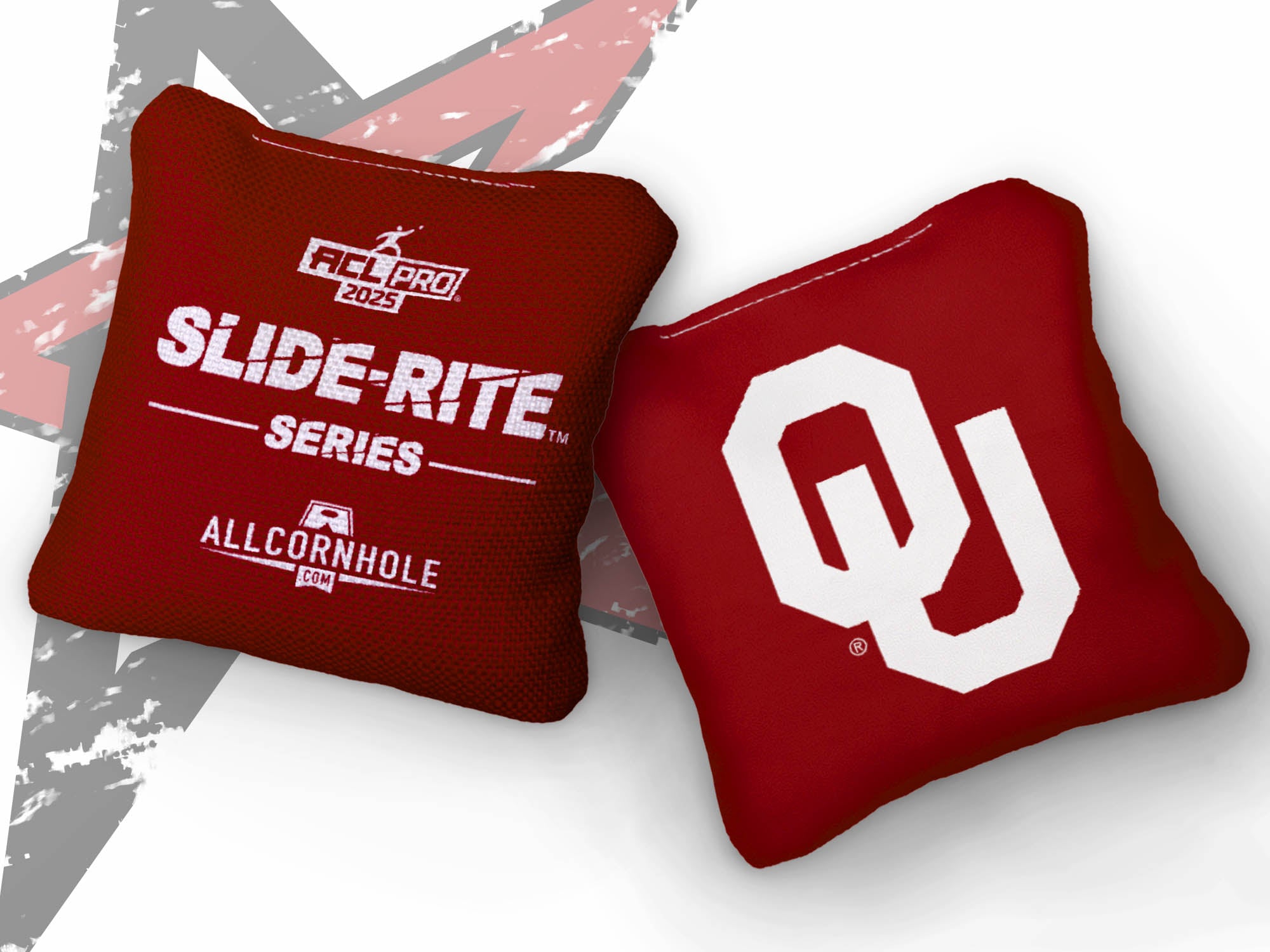 Officially Licensed Collegiate Cornhole Bags - AllCornhole Slide Rite - Set of 4 - University of Oklahoma