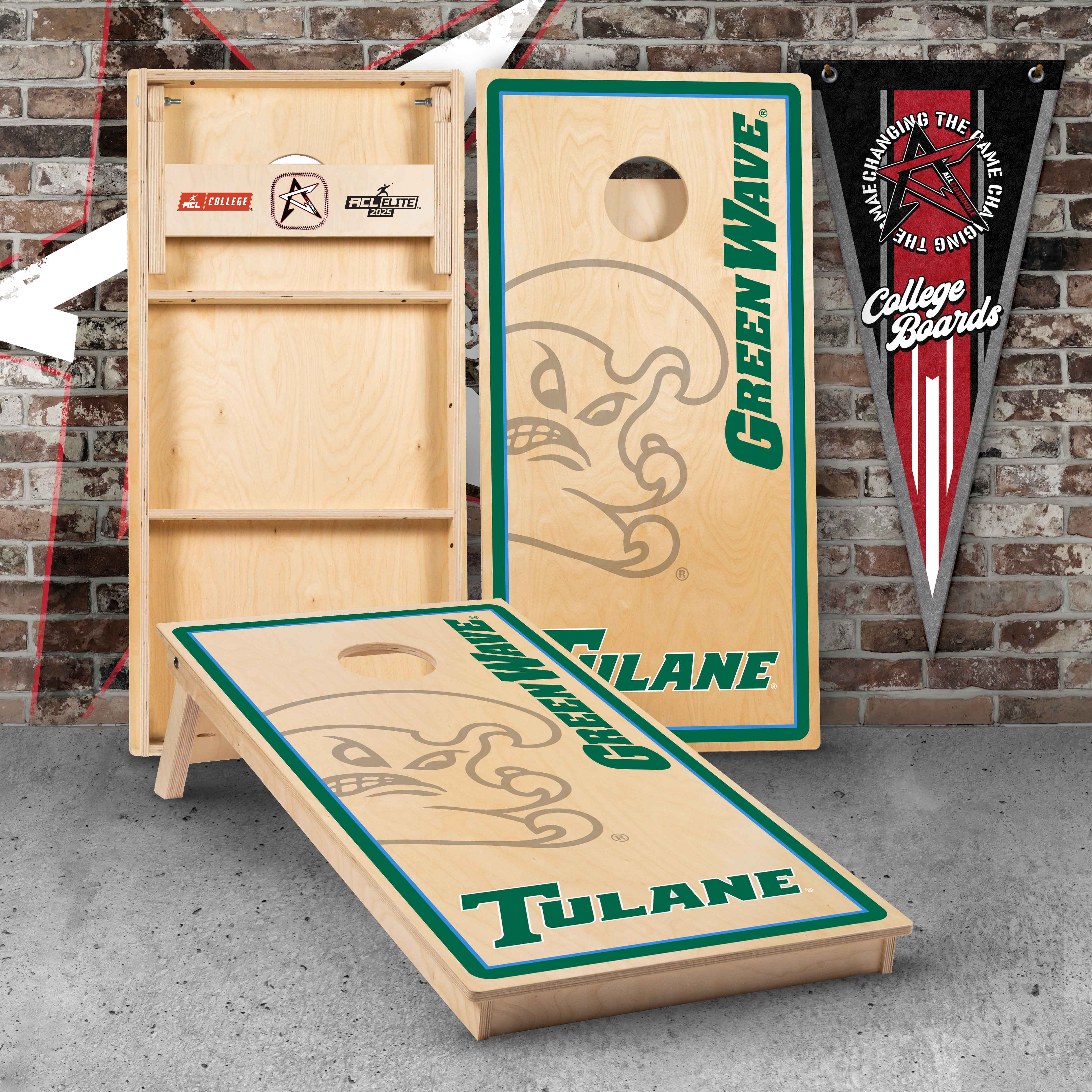 Officially Licensed Collegiate Cornhole Boards - Tulane University