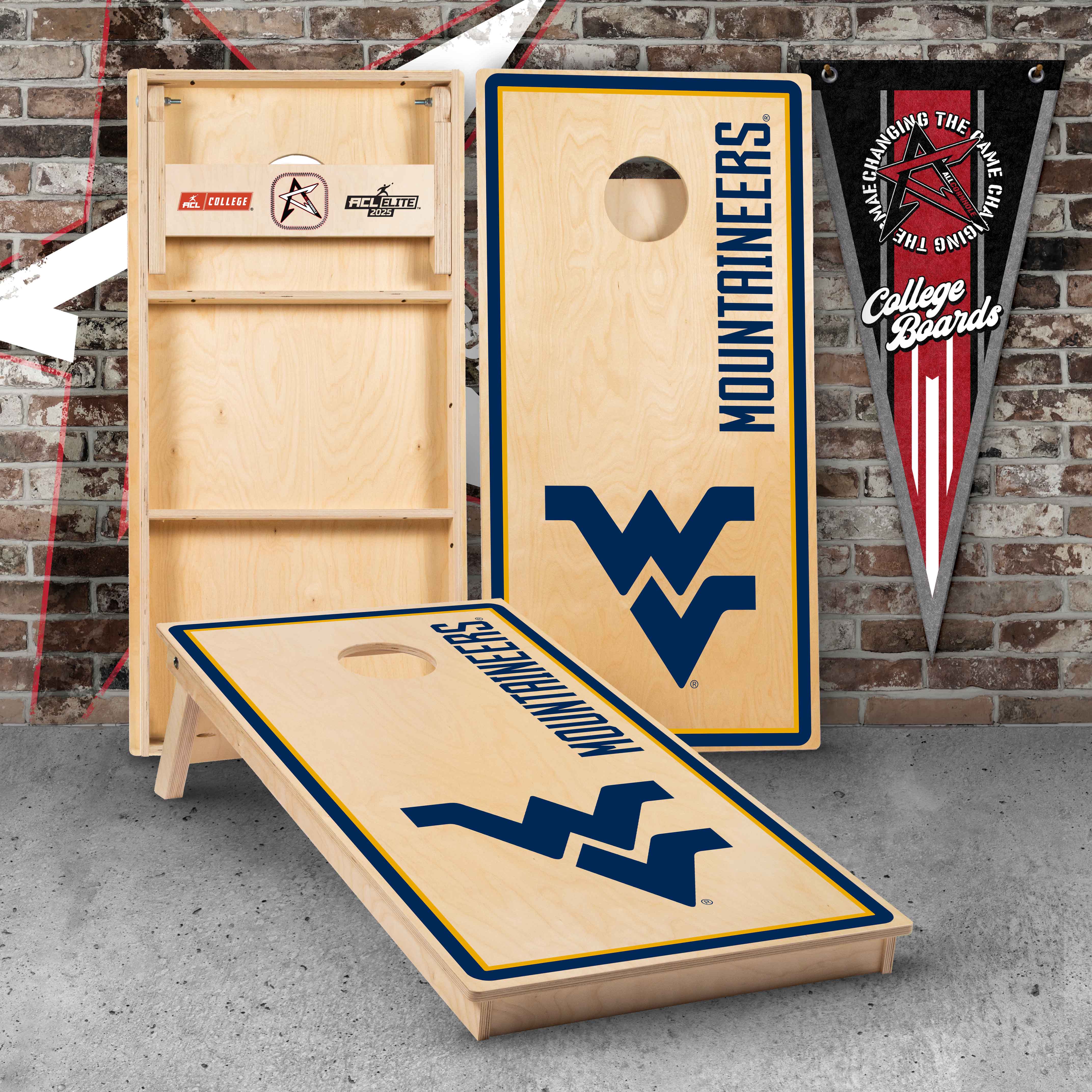 Officially Licensed Collegiate Cornhole Boards - WEST VIRGINIA UNIVERSITY