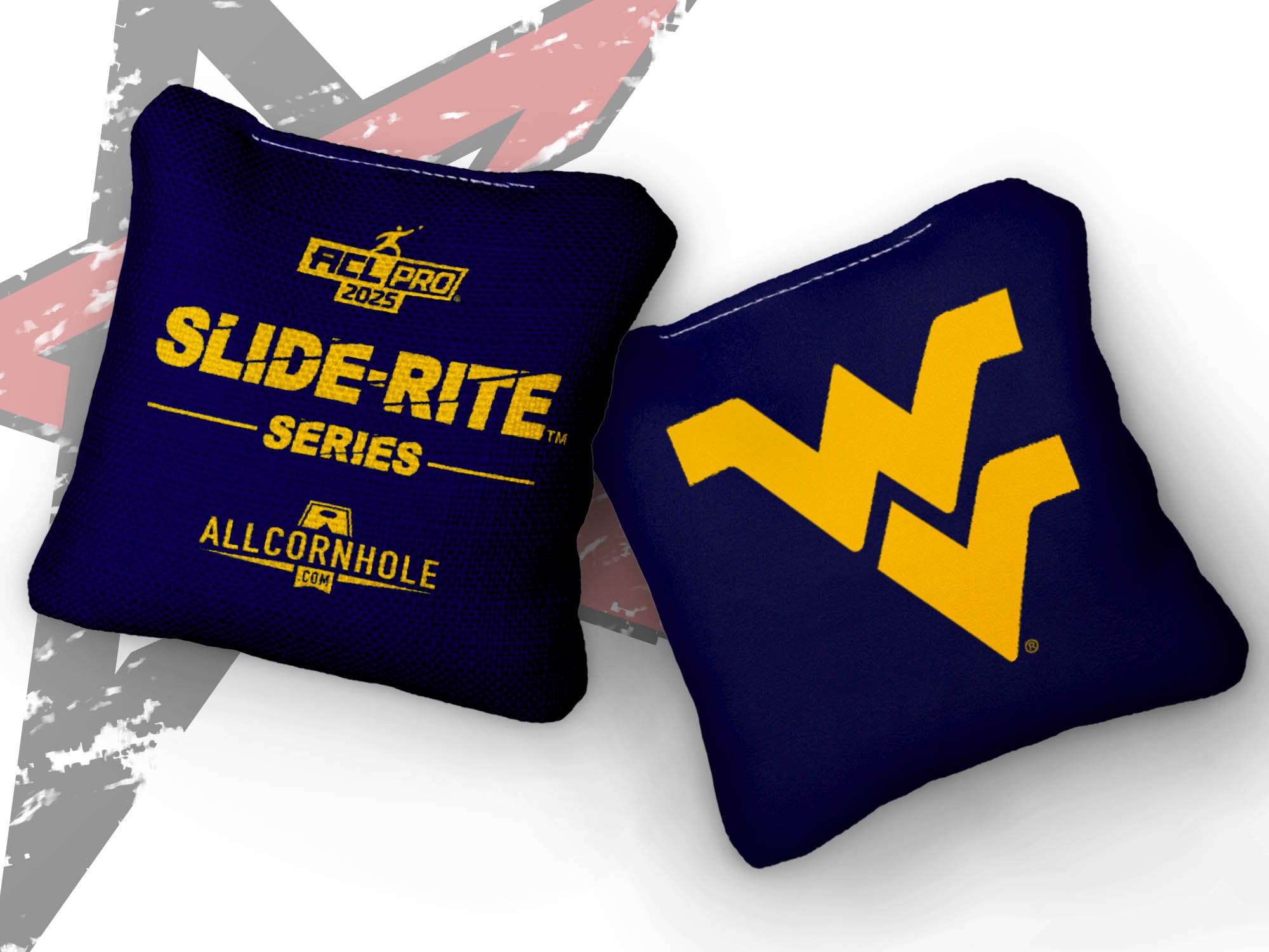 Officially Licensed Collegiate Cornhole Bags - AllCornhole Slide Rite - Set of 4 - West Virginia University