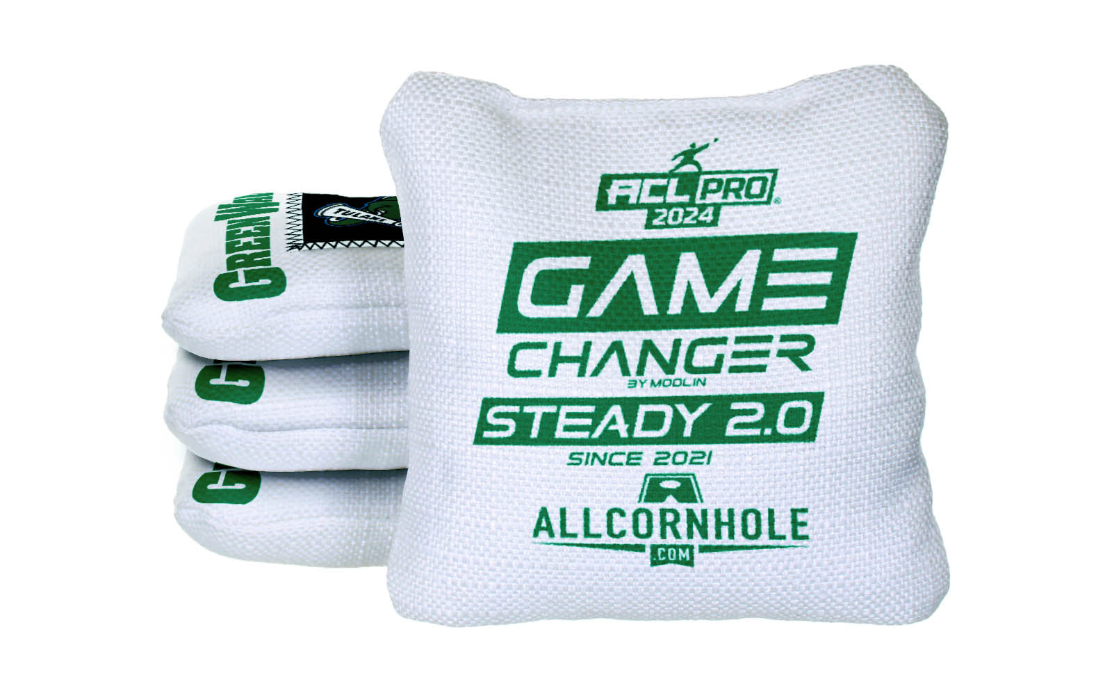 Officially Licensed Collegiate Cornhole Bags - AllCornhole Game Changers Steady 2.0 - Set of 4 - Tulane University