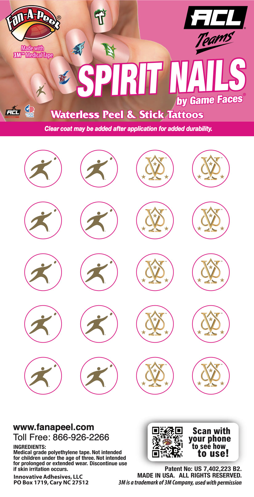 Vegas HighRollers - Waterless Peel & Stick Fingernail Tattoos - 20 Pack