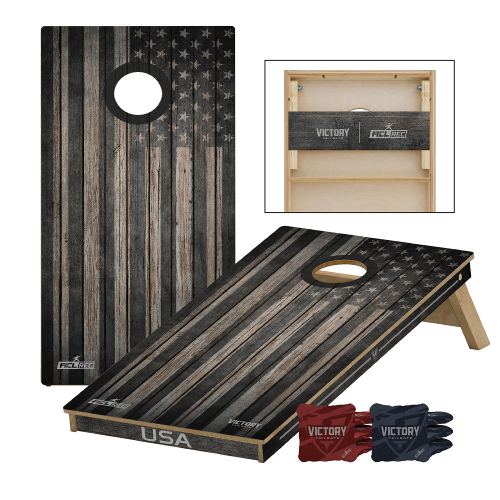 Patriotic 2x4 Tournament | 2x4 Tournament American Flag Carbon Cornhole Set