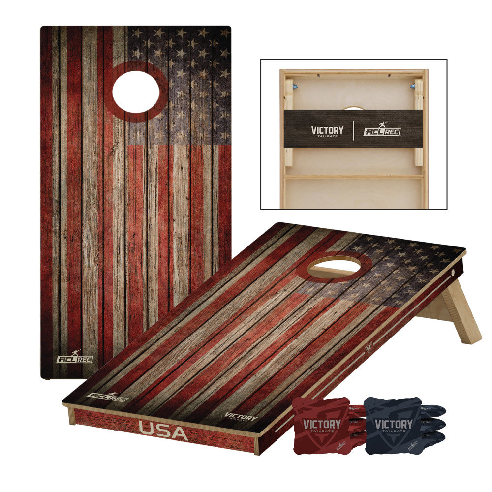 Patriotic 2x4 Tournament | 2x4 Tournament American Flag Cornhole Set