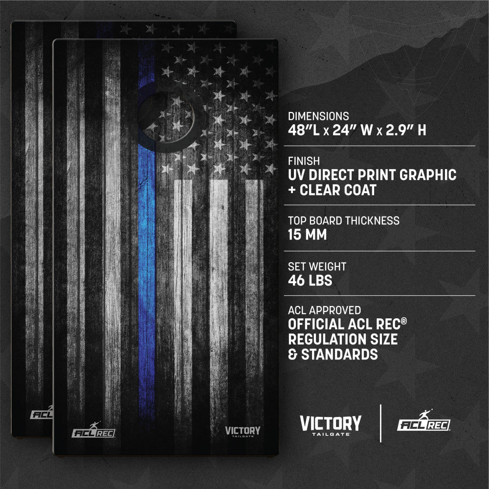 Patriotic 2x4 Tournament | 2x4 Tournament Thin Blue Line Cornhole Set