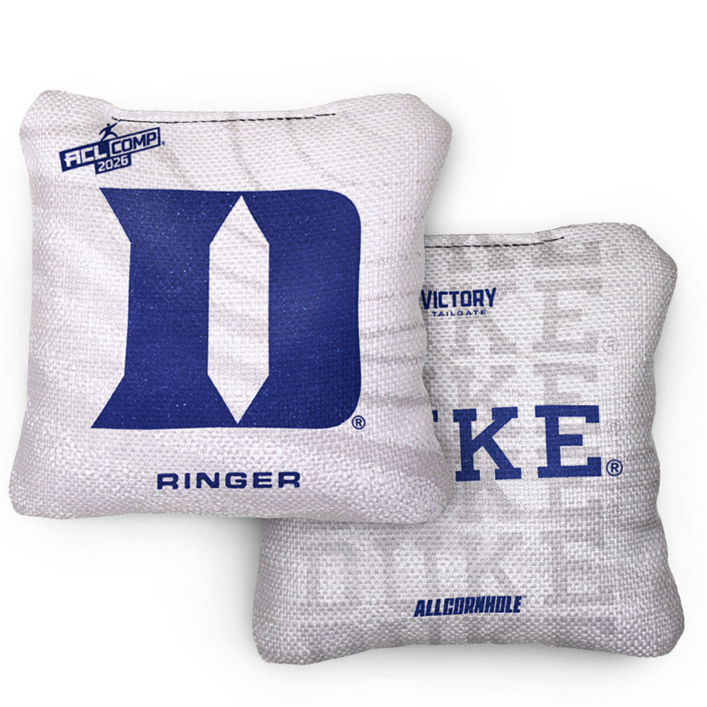 2026 Duke Blue Devils RINGER™️White ACL Comp Cornhole Bags – Set of 4 Bags