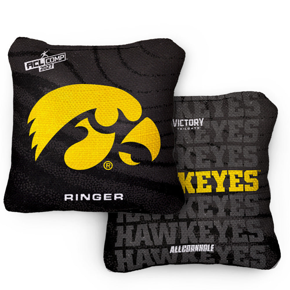 2027 Iowa Hawkeyes RINGER Black ACL Comp Cornhole Bags – Set of 4 Bags
