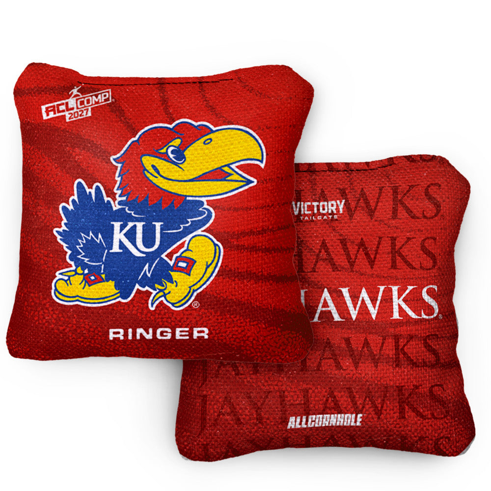2027 Kansas Jayhawks RINGER Red ACL Comp Cornhole Bags – Set of 4 Bags