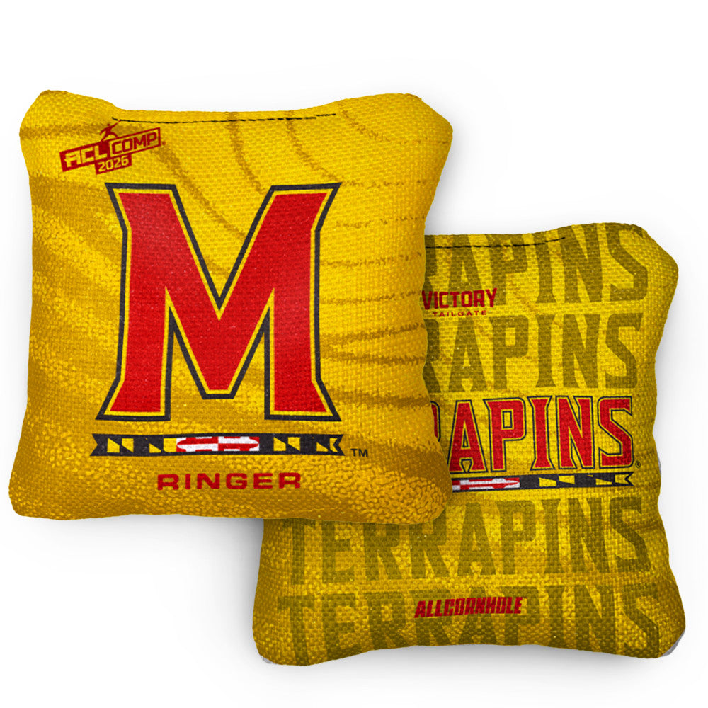 2026 Maryland Terrapins RINGER™️Yellow ACL Comp Cornhole Bags – Set of 4 Bags