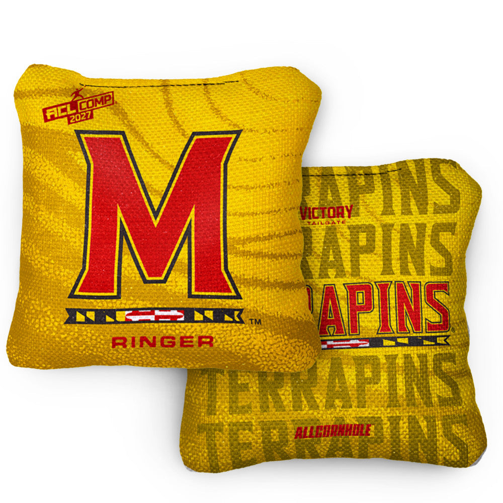 2027 Maryland Terrapins RINGER Yellow ACL Comp Cornhole Bags – Set of 4 Bags