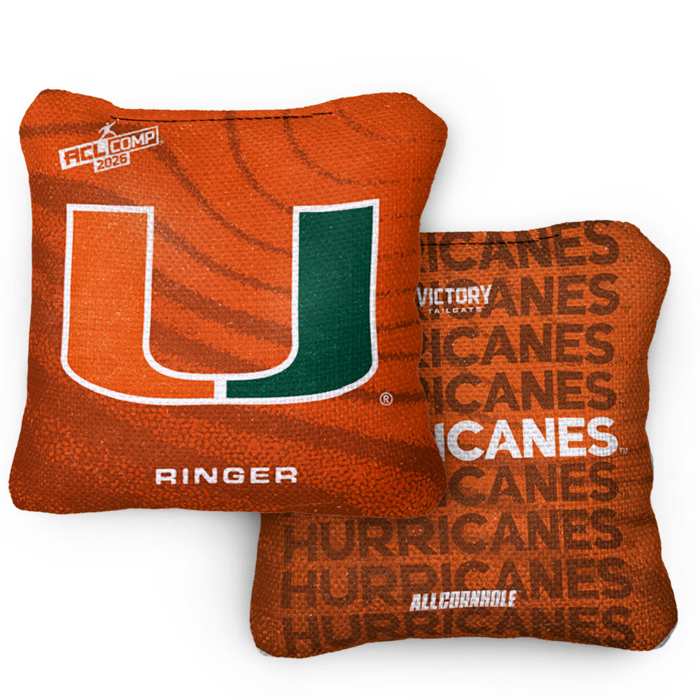 2026 Miami Hurricanes RINGER Orange ACL Comp Cornhole Bags – Set of 4 Bags