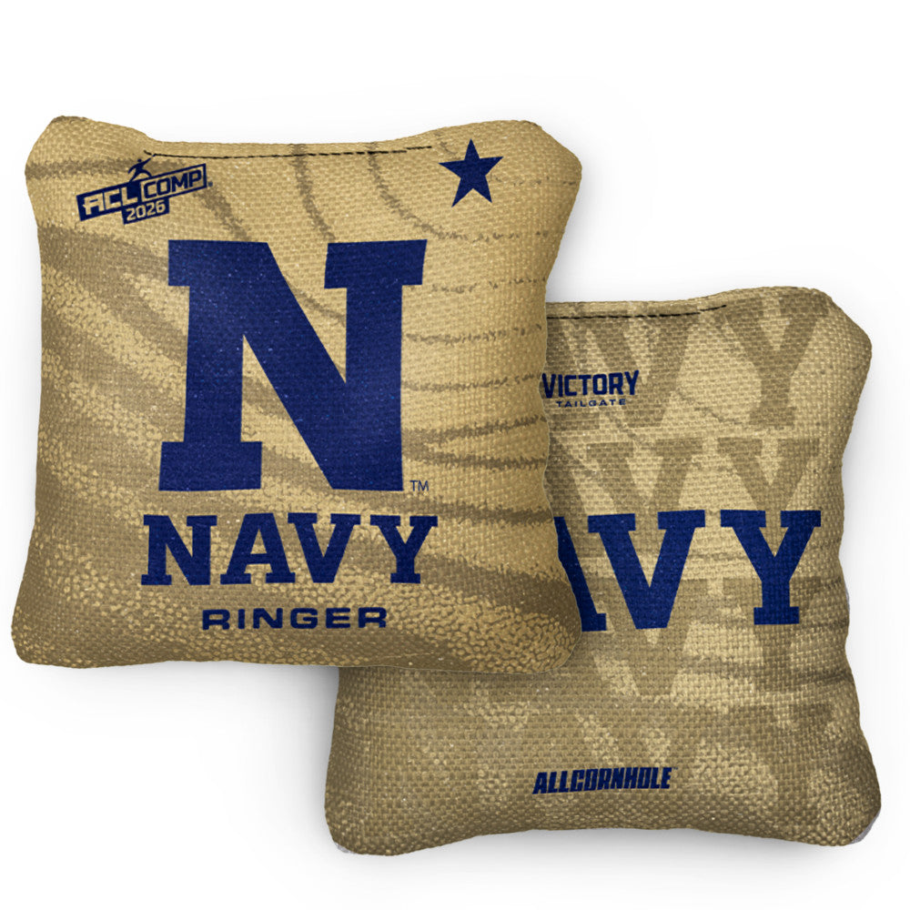 2026 Navy Midshipmen RINGER™️Gold ACL Comp Cornhole Bags – Set of 4 Bags