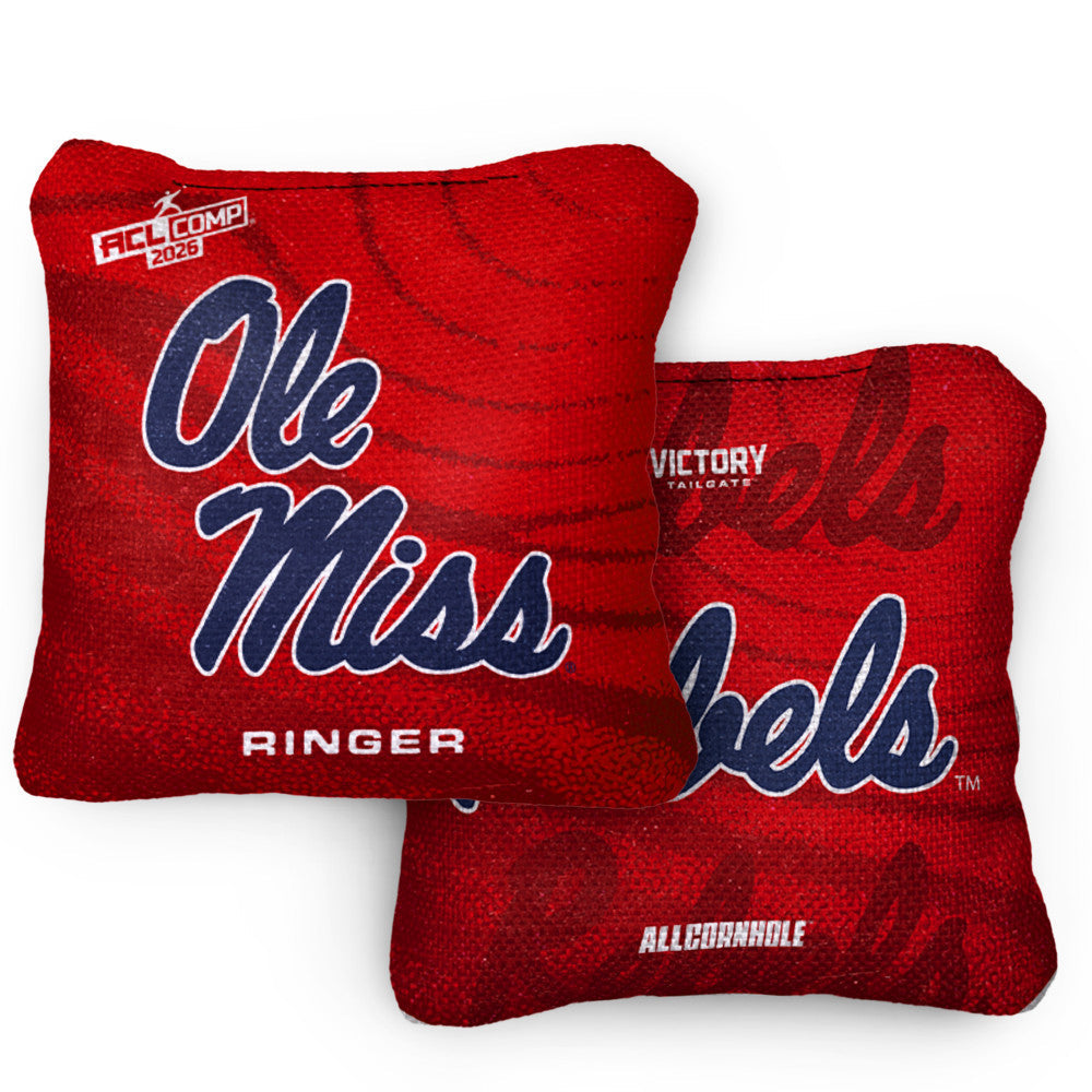 2026 Ole Miss Rebels RINGER™️Red ACL Comp Cornhole Bags – Set of 4 Bags