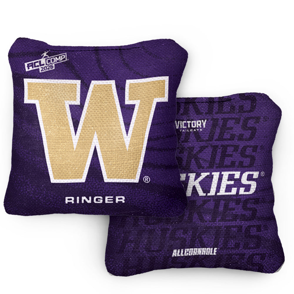 2026 Washington Huskies RINGER Purple ACL Comp Cornhole Bags – Set of 4 Bags