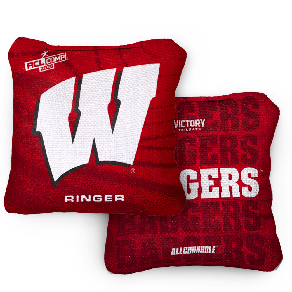 2026 Wisconsin Badgers RINGER™️Red ACL Comp Cornhole Bags – Set of 4 Bags