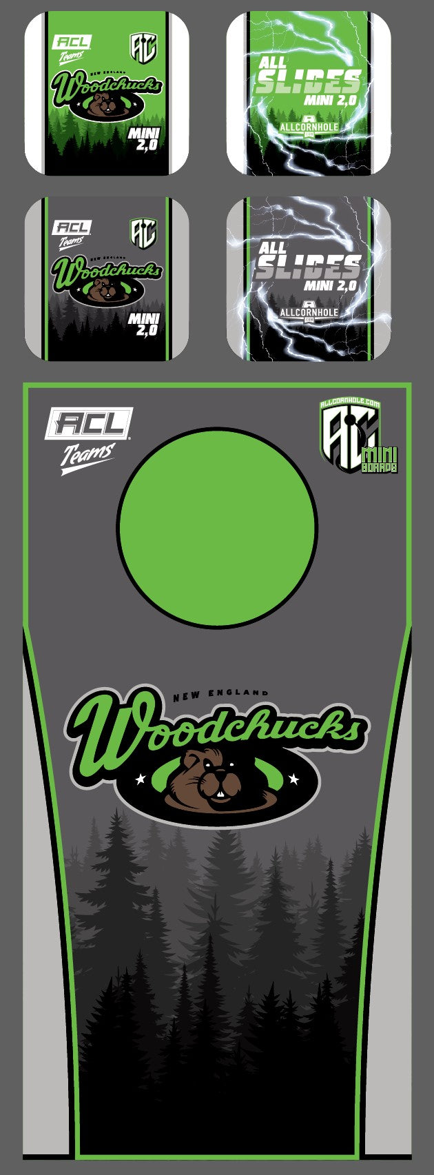 ACL Teams mini Cornhole Board Set - New England Woodchucks